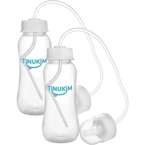 iFeed 9 Ounce Self Feeding Baby Bottle with Tube - Handless Anti-Colic Nursing System, White - 2-Pack