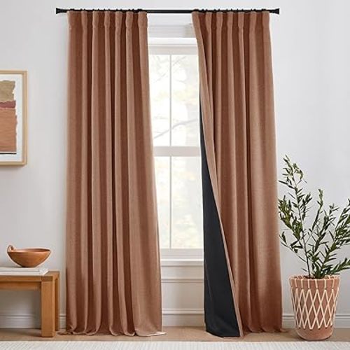 PANELSBURG Modern Farmhouse Western Curtains for Living Room Bedroom Winter Warm Curtains Boho Terracotta Rust Burnt Orange Blackout Curtains 96 Inches Long 7 FT