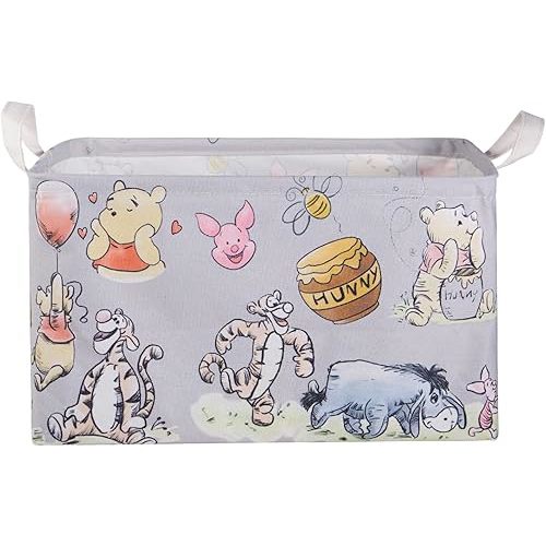 Bear Storage Basket, Nursery Large Hamper Canvas Laundry Basket Foldable With Waterproof Pe Coating,For Kids Boys And Girls, Bathroom, Bedroom, Clothes,Toy Bin (grey)