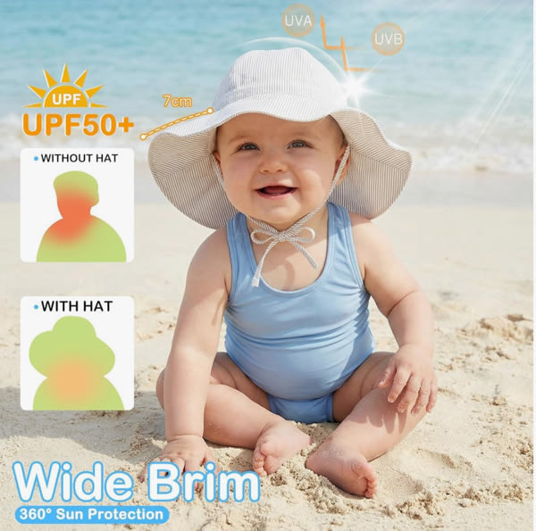 Zando UPF 50+ Baby Sun Hat for Baby Girl Boy 0-4T - Wide Brim Toddler Bucket Hat Adjustable Strap Infant Hats for Outdoor