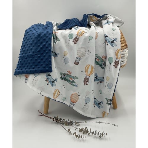 Personalized Hot Air Balloon Baby Blanket: Vintage Airplane Design