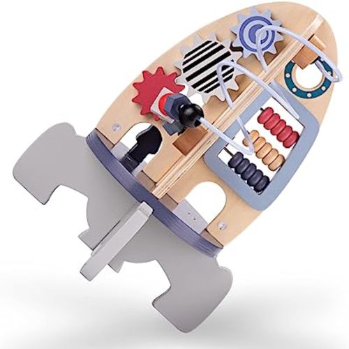 Ancaixin Wooden Toys Activity Cube, Montessori Toys for 1 Year Old, Baby Space Toy Rocket Cube, Bead Maze, STEM Developmental Birthday Gifts for Toddler Boy and Girl 1-3