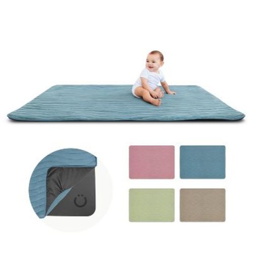 Ubbi Baby Tummy Time Floor Mat, Thick Padded Foam Playmat for Infants & Toddlers - Open Water/Blue
