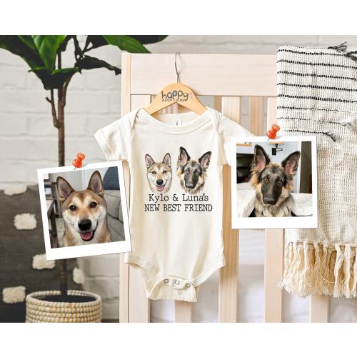 New Best Friend Onesie®, Protected By Dog Onesie®, Personalized Dog Name Onesie®, Dog Name Onesie®, Baby Shower Gift, Newborn Baby Gift
