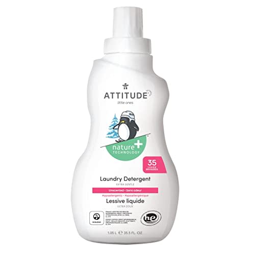 ATTITUDE Baby Laundry Detergent, EWG Verified, Plant and Mineral-Based Formula, HE Compatible, Vegan Household Products, Unscented, 35 Loads, 35.5 Fl Oz