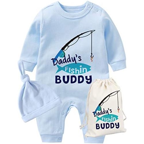 YSCULBUTOL Baby Twins Father Day Toddler Girl Clothes Daddy Fishing Buddy Baby Romper Birthday Dress