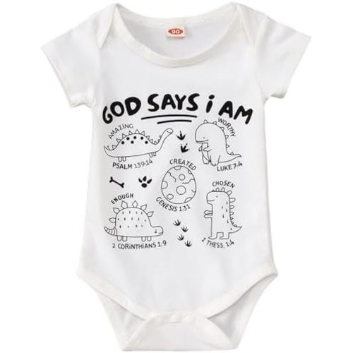 BOUTIKOME Dinosaur Romper Newborn Infant Baby Boys Girls Onesie T Shirts Short Sleeve Tops Inspirational Clothes 0-12 Months