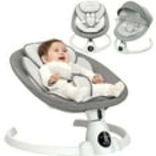 Babyeap Baby Swing for Infants - Smart Electric Swing with Bluetooth Control 5-point Harness,5 Sway Speed,10 Lullabies(Gray)