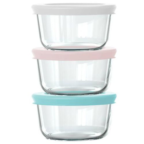 Pyrex® Simply Store® 6pc 1c Round Glass Storage Set With Assorted Color Lids: Dishwasher-safe Food Containers