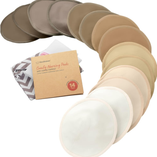 KeaBabies 14pk Organic Nursing Pads, Washable Breast Pads for Breastfeeding, Reusable Nipple Pads, Breastfeeding Essentials, Color: coffee, Size: large 4.8"