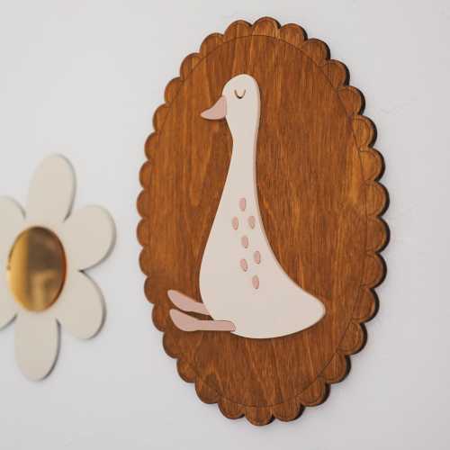 Whimsical Vintage Style Goose Wall Decor - Beige Nursery and Playroom Decor Girl’s Boy’s Room Silly Goose Wall Art Baby Gift Idea