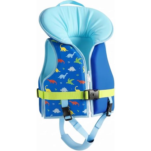 HeySplash Toddler Swim Vest, Kids Swimming Jacket Fit 13.2-33LBS, Upgrade Neck Support with Safety Strap Buckle & Adjustable Crotch Pad, Float Jacket for Pool Beach, Swim Training Equipment