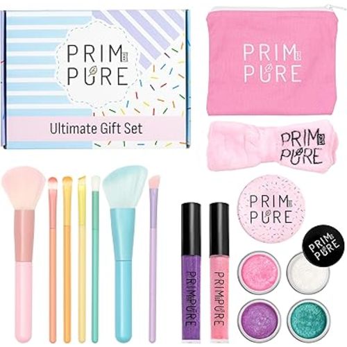 Prim and Pure Ultimate Mineral Makeup Gift Set | Perfect for Play Dates & Birthday Parties | Kids Safe Eyeshadow Makeup Mineral | Organic & Natural Makeup Kit | Made in USA