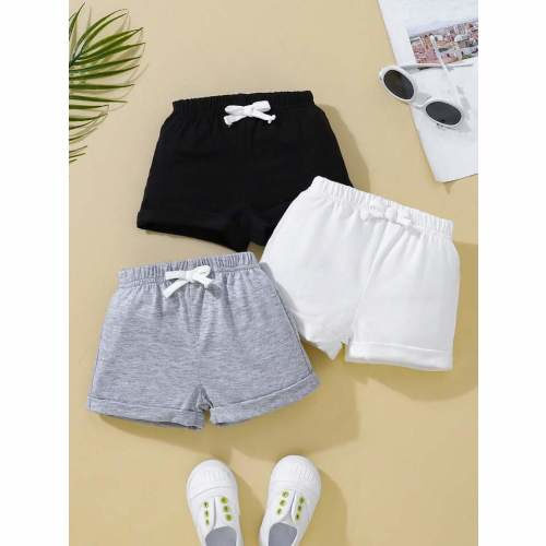 SHEIN Baby Boy 3pcs Knot Front Shorts