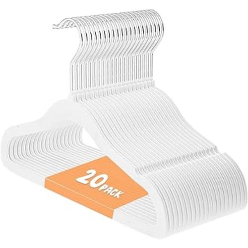 Baby Hangers for Closet, Kids Velvet Hangers 20 Pack, Non-Slip Toddler Felt Hangers for Infant Baby Clothes, Pants, Shirts & Dresses, Space Saving Small Children Hangers (20 Packs, White)