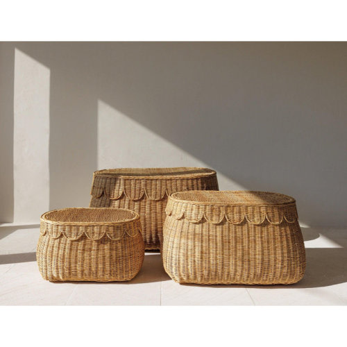 Zaara's Market Scallop Rattan Basket - Medium | Wayfair