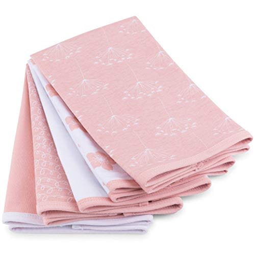 Baby Burp Cloth,Waterproof Reversible Jersey Cotton Large Burp Cloths, Cloth Diapers 20" x 12" 5 Pack I Pink Combo for Baby Girl by Ely's & Co.