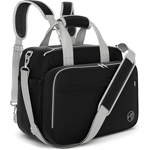 4 in 1 Convertible Diaper Bag for Baby Boys and Girls - Converts Into Backpack, Tote, Stroller and Crossbody Bag - Black Travel Bag - Gift for Mom
