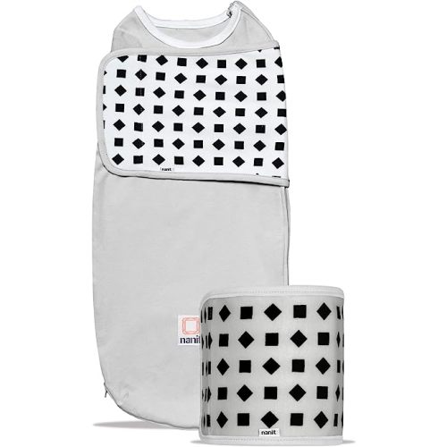 Nanit Breathing Wear Starter Pack – 100% Cotton Swaddle & Breathing Band, Works with Nanit Pro Baby Monitor to Track Breathing Motion, Like Your Hand On Their Heart From Anywhere, Small, Pebble Grey