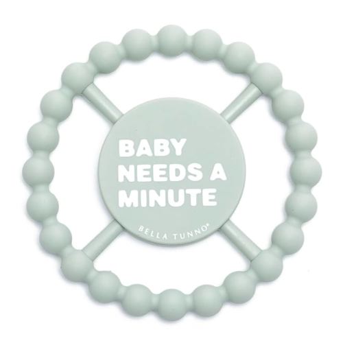 Bella Tunno Happy Teether – Soft & Easy Grip Baby Teether Toy, Silicone Teether Ring to Help Soothe Gums, Non-Toxic and BPA Free, Baby Needs a Minute