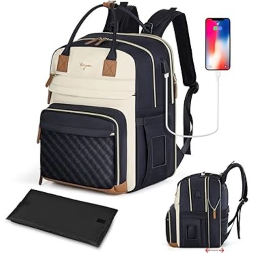 Diaper Bag Backpack 25-37L Expandable Large Diaper Bags With Changing Pad for 2 Kids/Twins Baby Stuff,for Mom/Dad,Unisex Stylish Nappy Bag-Apricot & Black