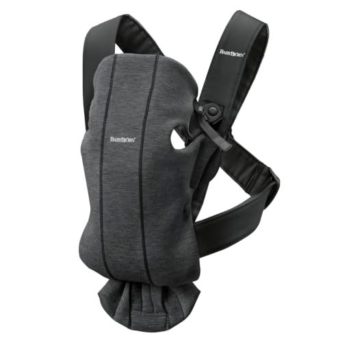 BabyBjörn Baby Carrier Mini, Charcoal Gray, 3D Jersey | Infant Carrier (7-15 lbs), Ergonomic, Easy-to-Use