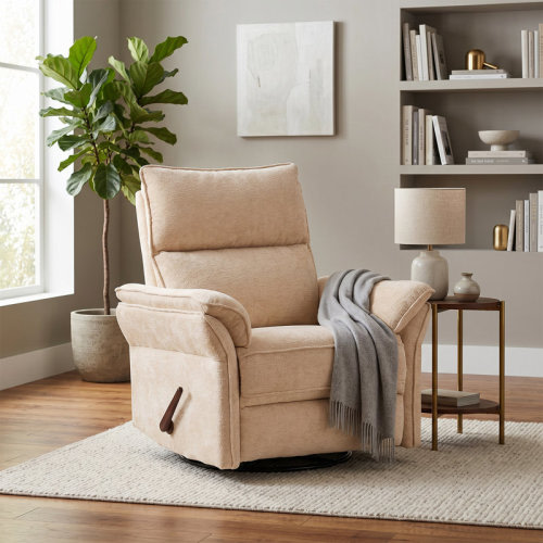 Latitude Run® Oversized Recliner Chair, 26" Extra Wide 360° Swivel Rocker Recliner With Adjustable Headrest, Chenille Glider Rocking Nursery Chair With Overstuffed Armrest, Lumbar Support. & Reviews | Wayfair