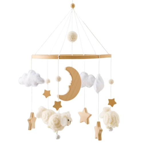 Baby Mobile for Crib, Montessori Baby Crib Mobile for Boys Girls for Bassinet, Nursery Decor for Infant Bedroom Hanging, Baby Mobile Soothe Toys -Gender Neutral Baby Gift (Beige)
