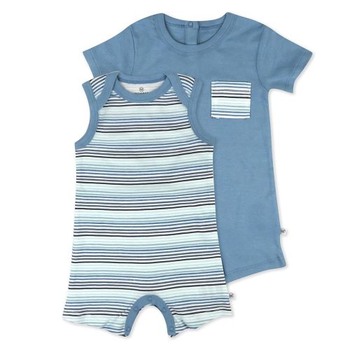 HonestBaby Short Sleeve and Tank Romper 100% Organic Cotton for Infant Baby and Toddler Boys