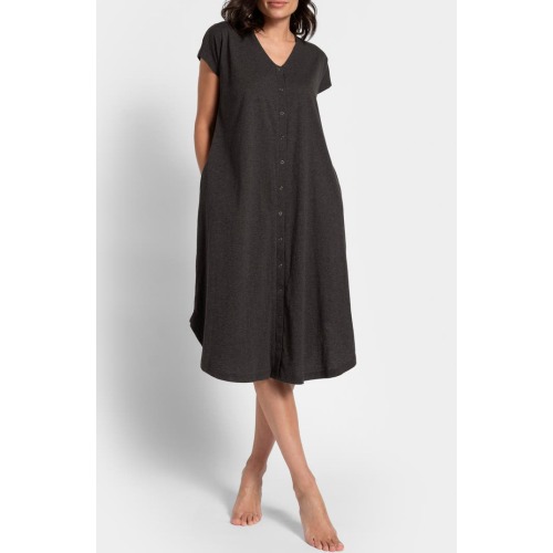 Maternity Maternity/Nursing Organic Cotton Labor Nightgown, Charcoal