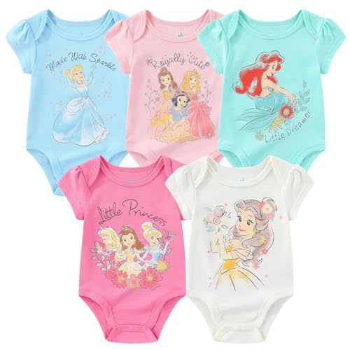 Disney Minnie Mouse Fabulous 5 Pack Girls Bodysuits for Newborns Babys and Infants