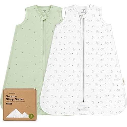 2-Pack Baby Sleep Sacks, Zipper Wearable Blanket - 0.5TOG Organic Cotton, Lightweight, Soft Cozy Infant Sleeping Sack 3-6 months, Easy to Wear Small Newborn Transition Swaddles Sleepsacks (Bunnies)
