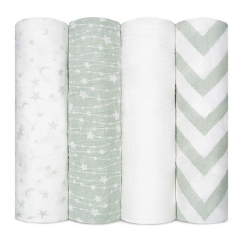 Muslin Swaddle Blankets Neutral Receiving Blanket for Boys and Girls by Comfy Cubs, Color: Green