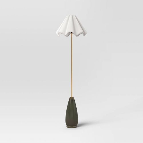 Wavy Shade Collection with Ceramic Base Floor Lamp Green - Threshold™