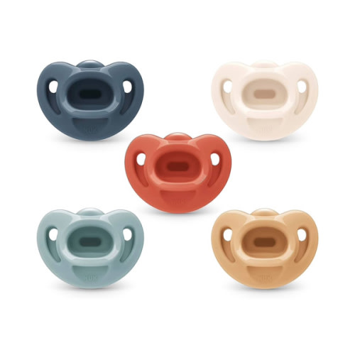 NUK Comfy Orthodontic Pacifiers, 0-6 Months, Timeless Collection, 5 Count (Pack of 1)