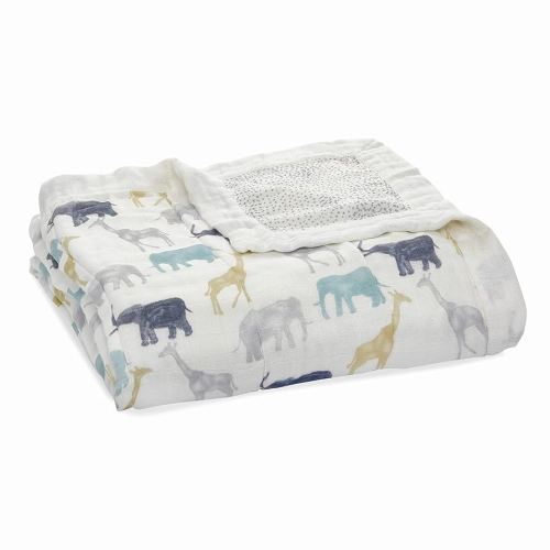 aden + anais Silky Soft Dream Blanket, 100% Viscose Bamboo Muslin Baby Blankets for Girls & Boys, Nursery Crib Blanket, Shower & Registry Gift, Expedition Elephants and Giraffes