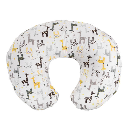Boppy Nursing Pillow Cover Original | Gray Gold Giraffes | Cotton Blend Fabric | Fits Boppy Bare Naked, Original and Luxe Breastfeeding Pillow | Awake Time Only
