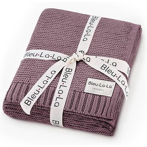 Organic Cotton Receiving Swaddle Blanket for Girls - 100% Luxury Soft Organic Cotton Knit Warm Cozy Stroller Crib Quilt Swaddle Blanket for Newborns Infants Babies & Toddlers (0-2Yrs - Sugar Plum)