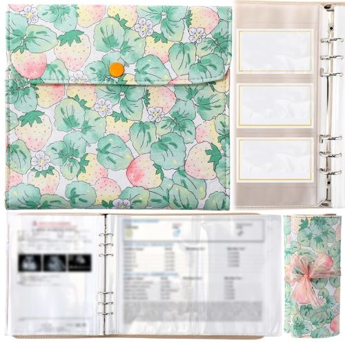 Marspark Baby Document Organizer and Briefcase A4 A5 Baby File Organizer 40 Pages Newborn Keepsake with Zipper Bag Soft Fabric Documents Folder for Newborns Pregnancy Expectant Parents(Strawberry)