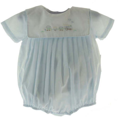Baby Boys Blue Train Bubble Romper