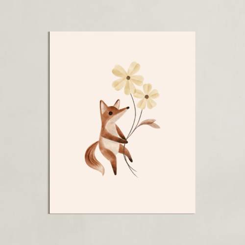 fox with flowers Open Edition Children's Art Print by Vivian Yiwing