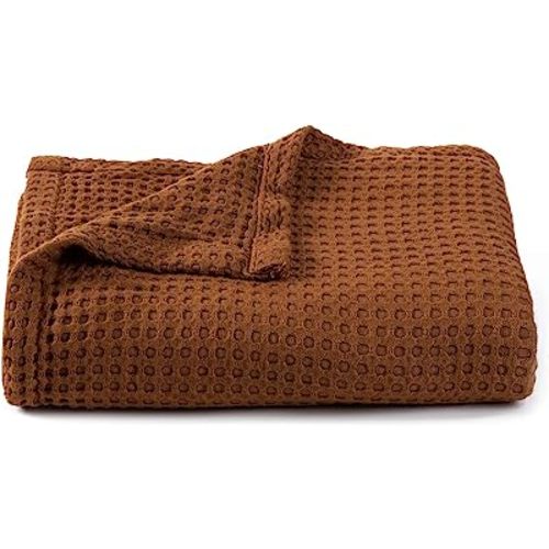 36” X 40” Inches Cooling Baby Waffle Weave Blanket, Ultra-Soft Lightweight Receiving Blanket for Newborn, Breathable Comfortable Baby Swaddle Blanket for Boys and Girls(Caramel)