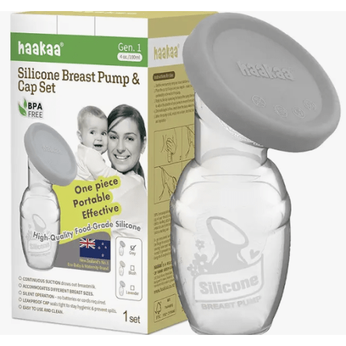 haakaa Manual Breast Pump for Breastfeeding, Silicone, Clear 4oz/100ml