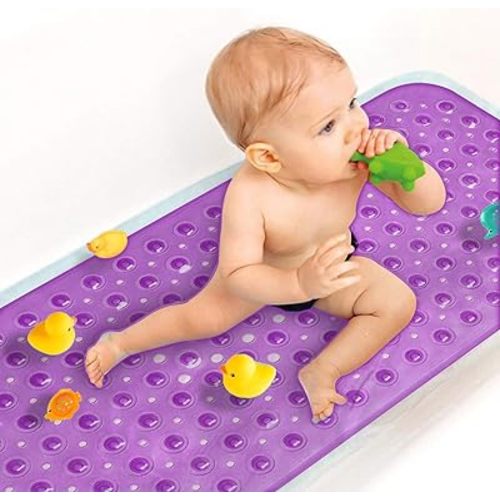 Sheepping Baby Bath Mat Non Slip Extra Long Bathtub Mat for Kids 40 X 16 Inch - Eco Friendly Bath Tub Mat with 200 Big Suction Cups,Machine Washable Shower Mat (Purple)