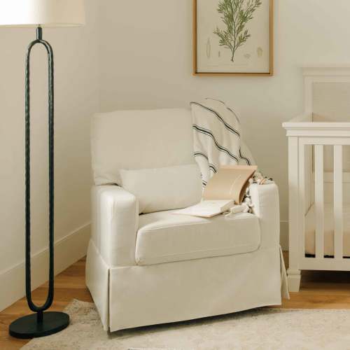 Namesake Crawford Pillowback Comfort Swivel Glider | Cream Eco-Weave