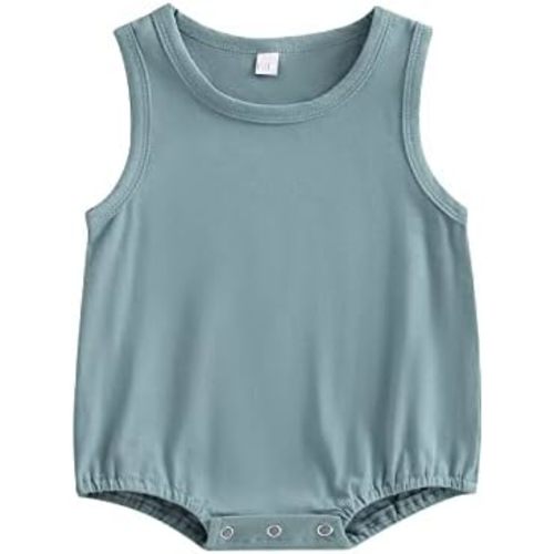 Emmababy Summer Romper Baby Boy Sleeveless Bubble Romper Solid Color Oversized T-Shirt Infant Bodysuit Unisex Newborn Outfit