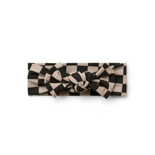 Black & Tan Checkered Headband Bow