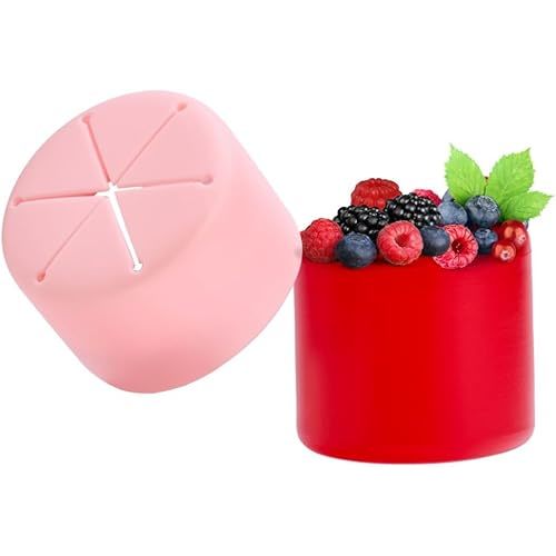 Pickcup, 100% Food grade silicone, Spill Proof container, Toddler Snack cup, Kid Snacks Holder with DustProof Lid, BPA Free, Dishwhasher Safe, 9 Ounce, Red