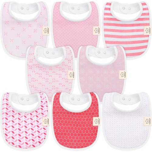 KeaBabies 8-Pack Baby Drool Bibs, Blush
