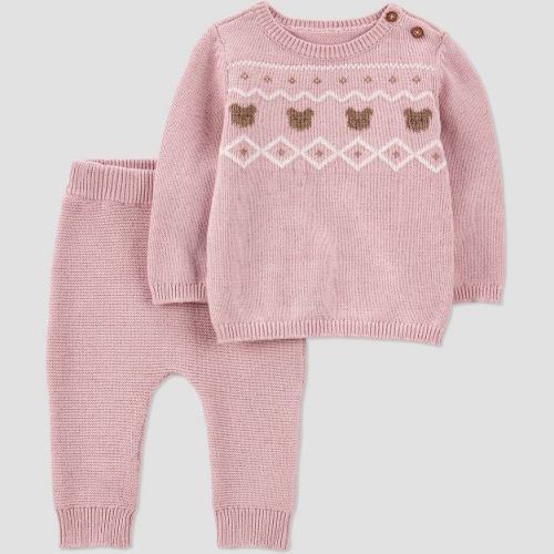 Carter's Just One You® Baby Girls' Bear Fair Isle Sweater Top & Pants Set - Pink